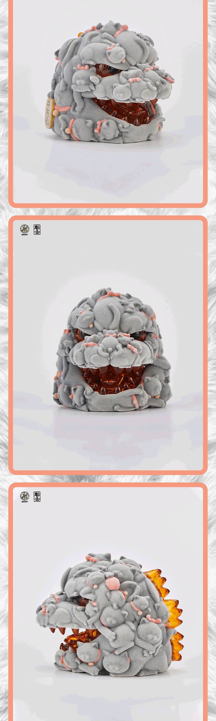 【PRE-ORDER】OFFART X Horiren Red Flame Hundred Cats Mini Fortune Head Statue -Flocked version