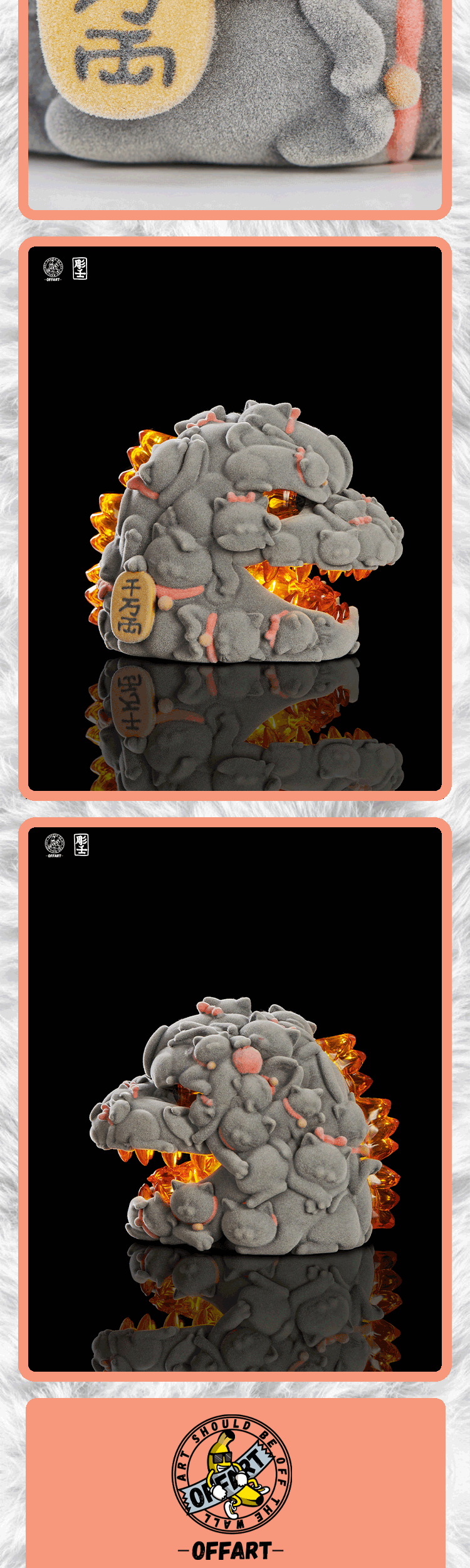 【PRE-ORDER】OFFART X Horiren Red Flame Hundred Cats Mini Fortune Head Statue -Flocked version