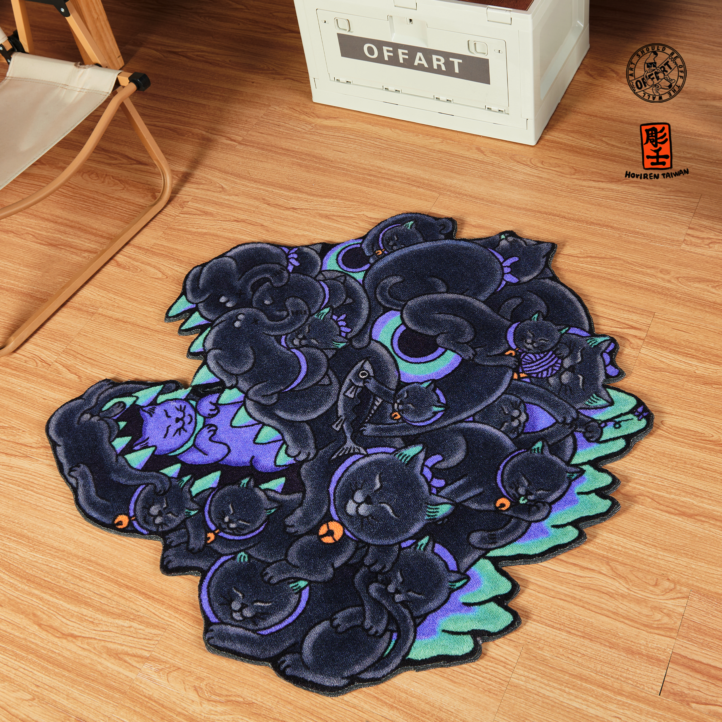 【IN-STOCK】OFFART X HORIREN Red Flame Hundred Cat Carpet Rug TTF Nuclear Limited Edition