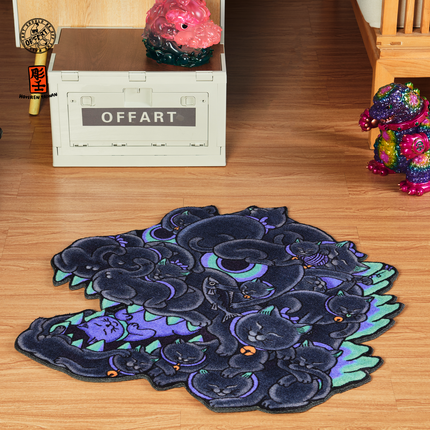 【IN-STOCK】OFFART X HORIREN Red Flame Hundred Cat Carpet Rug TTF Nuclear Limited Edition