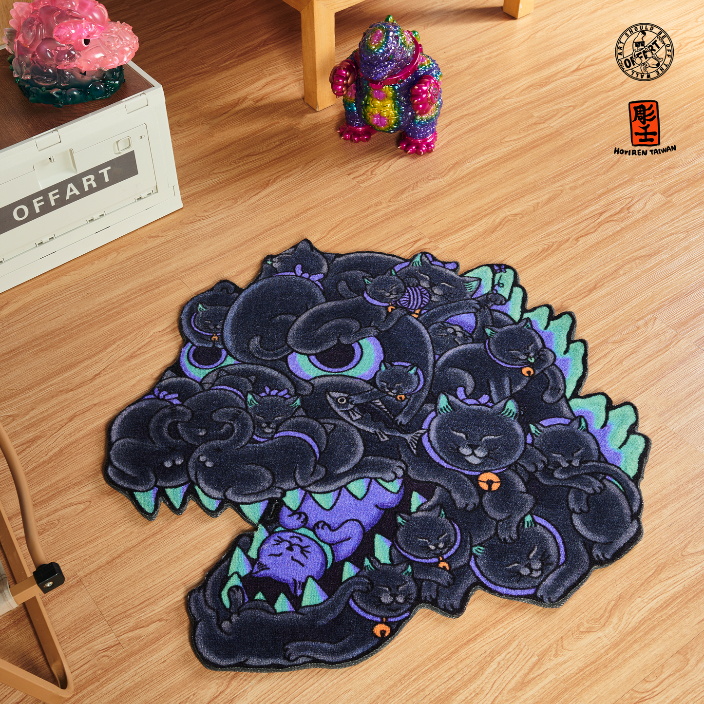 【IN-STOCK】OFFART X HORIREN Red Flame Hundred Cat Carpet Rug TTF Nuclear Limited Edition