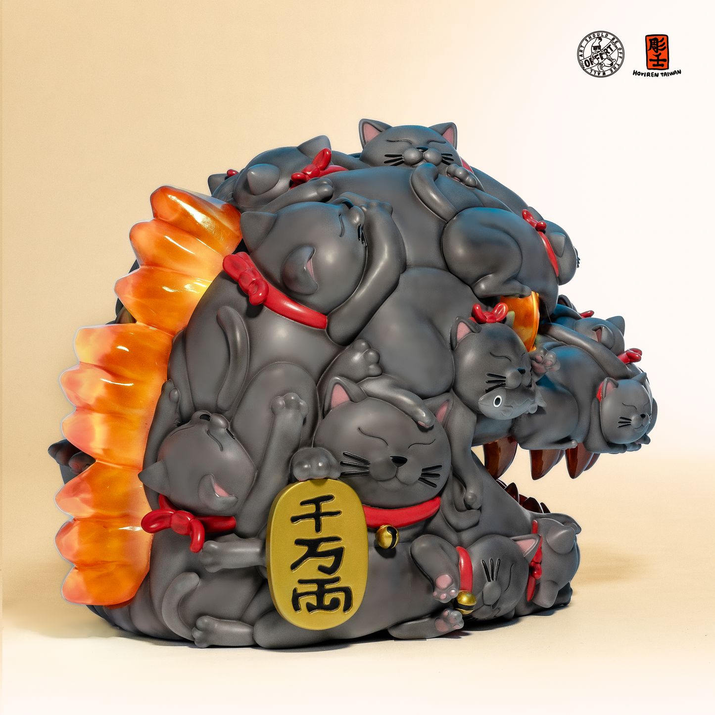【IN-STOCK】OFFART X Horiren Red Flame Hundred Cats Resin Statue Bust 1000% Mega Edition