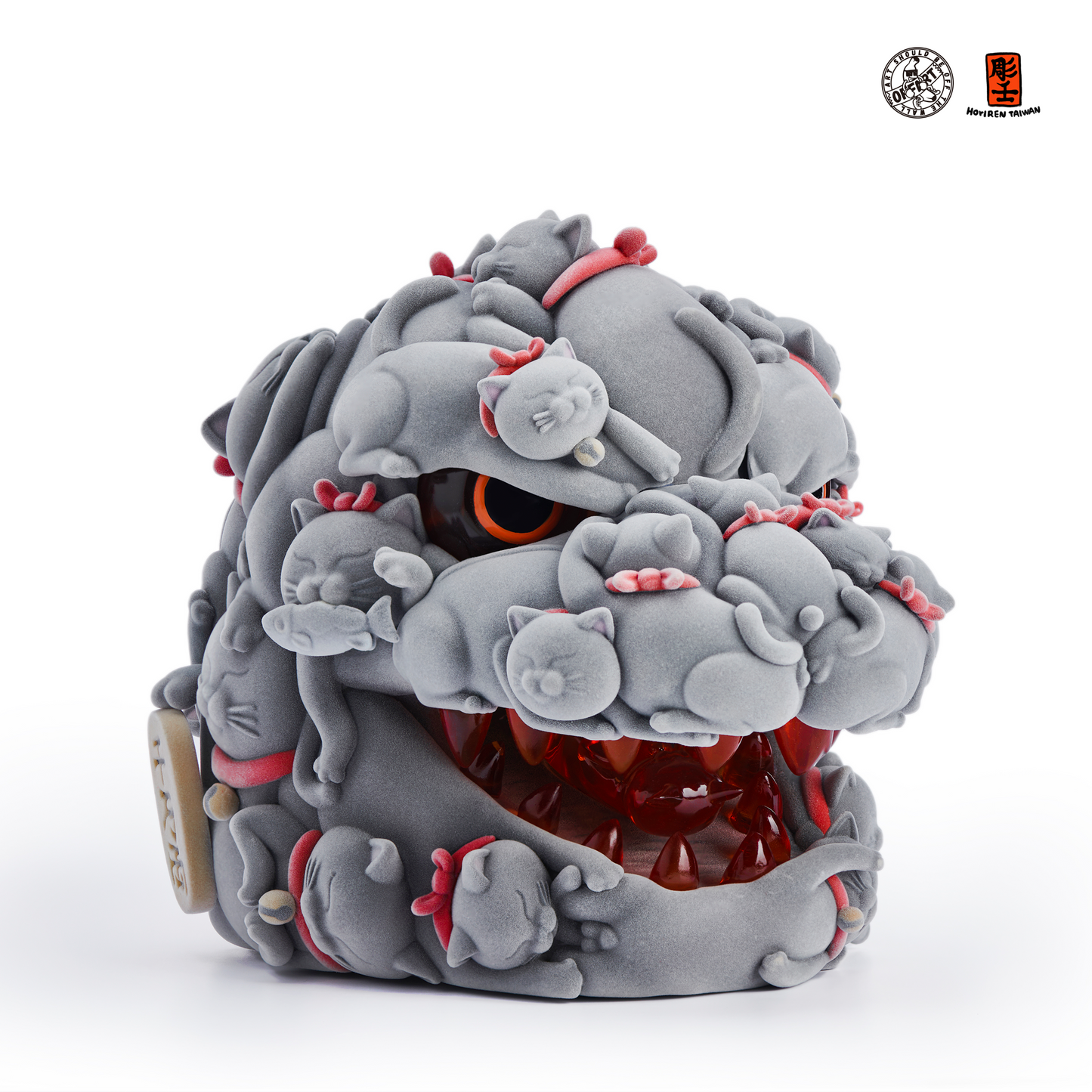 【IN-STOCK】OFFART X Horiren Red Flame Hundred Cats Resin Statue Bust 5.0 Flocked Edition