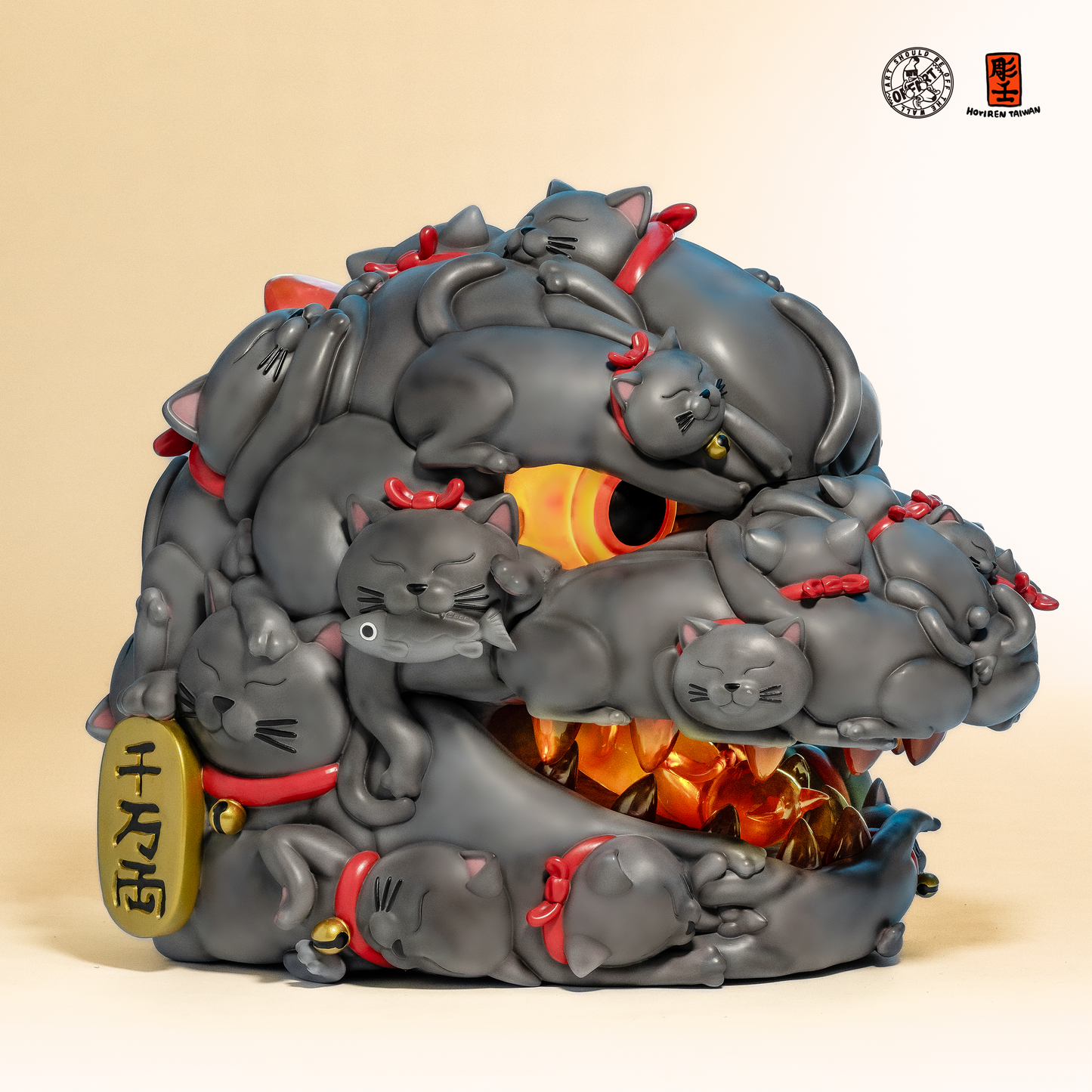 【IN-STOCK】OFFART X Horiren Red Flame Hundred Cats Resin Statue Bust 1000% Mega Edition
