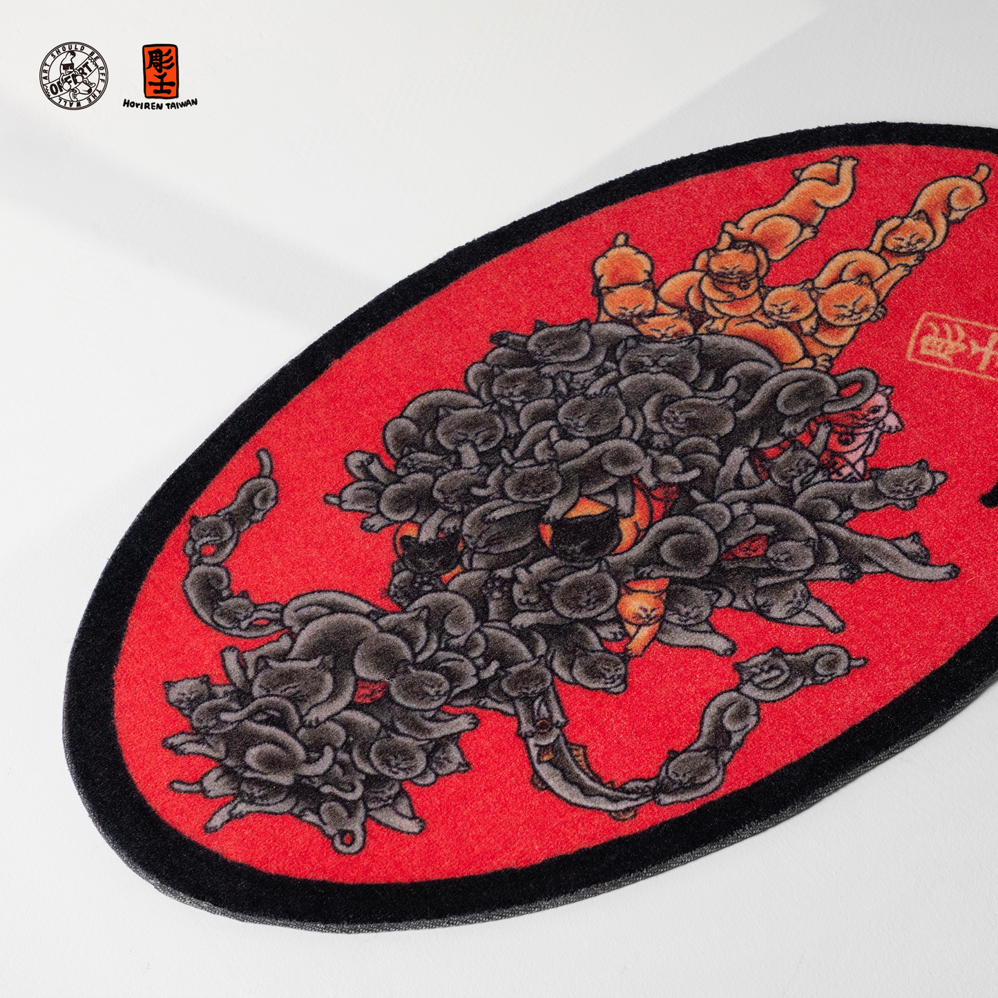 OFFART X HORIREN Hundred Cat Dragon King Oval Carpet Rug