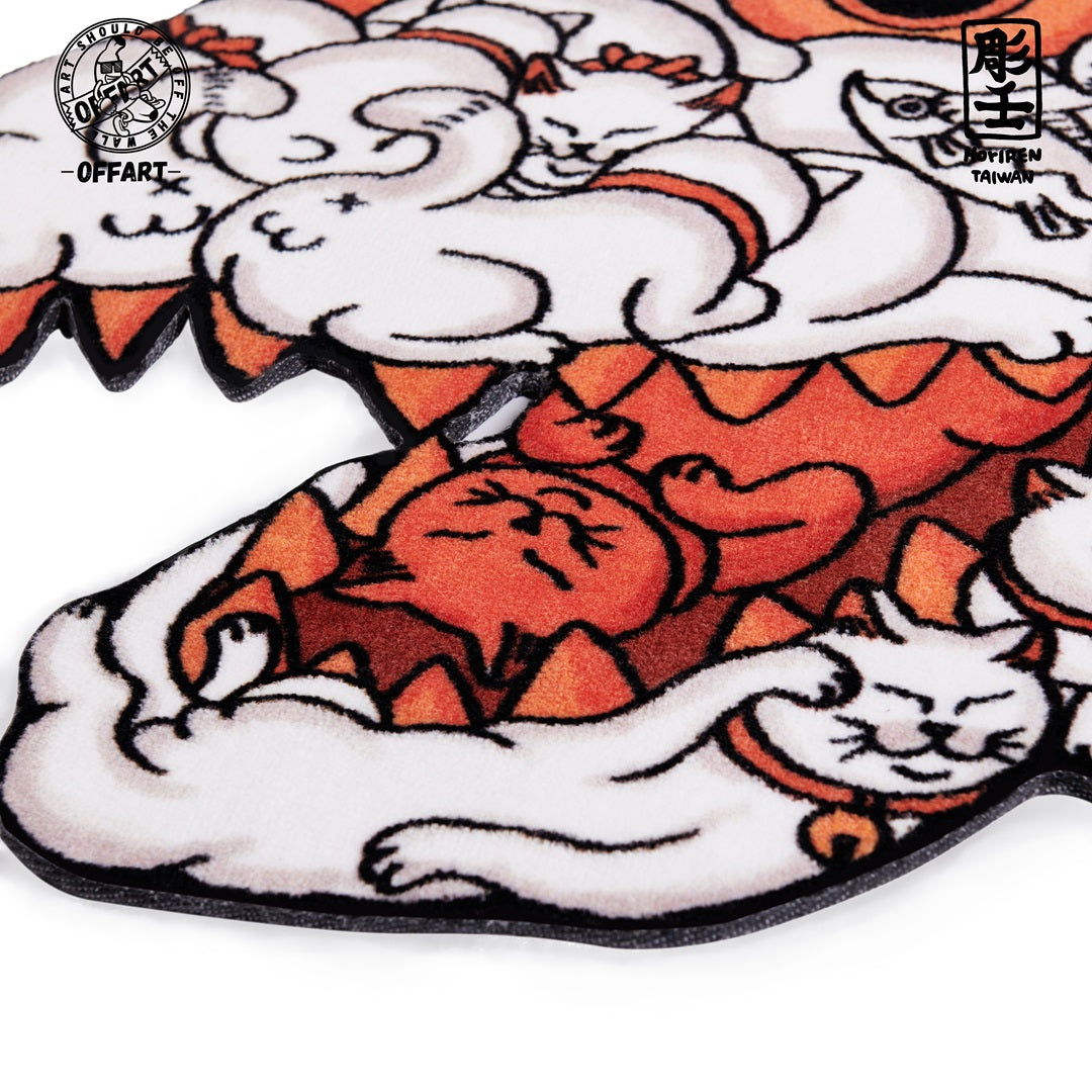 【IN-STOCK】OFFART X HORIREN Red Flame Hundred Cat Carpet White Fortune Cat Edition