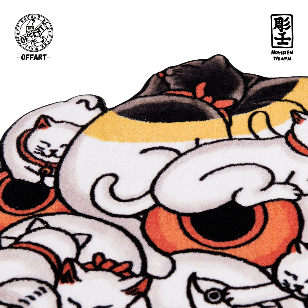 【IN-STOCK】OFFART X HORIREN Red Flame Hundred Cat Carpet White Fortune Cat Edition