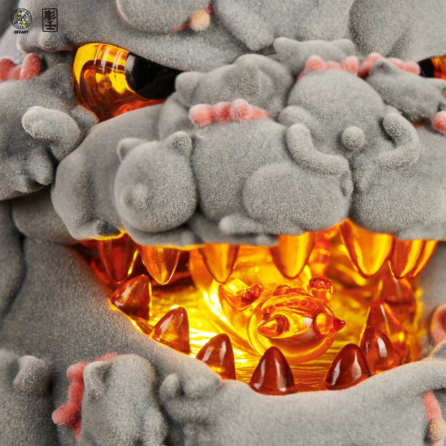 【PRE-ORDER】OFFART X Horiren Red Flame Hundred Cats Mini Fortune Head Statue -Flocked version
