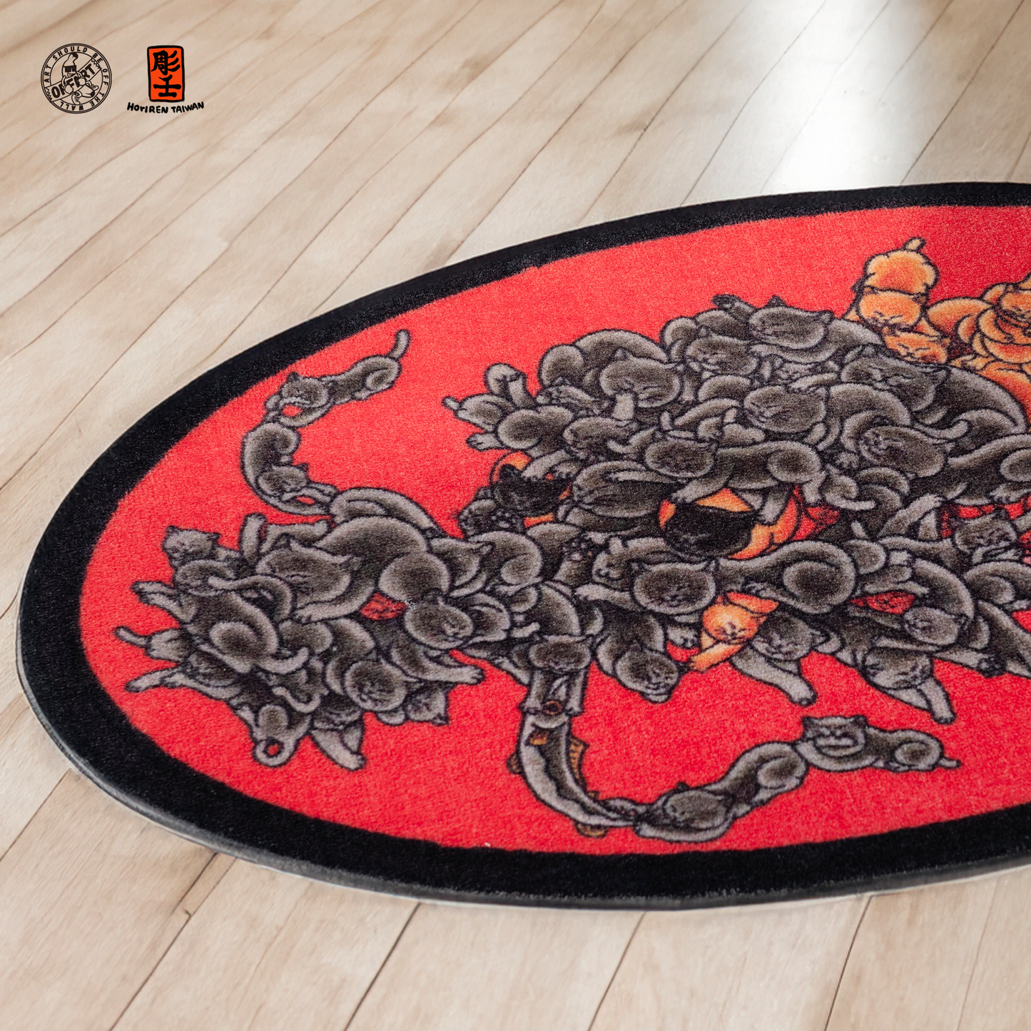 OFFART X HORIREN Hundred Cat Dragon King Oval Carpet Rug
