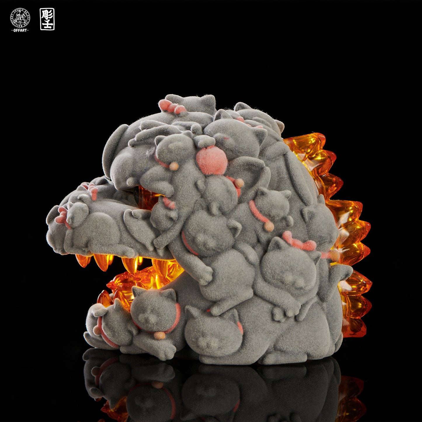 【PRE-ORDER】OFFART X Horiren Red Flame Hundred Cats Mini Fortune Head Statue -Flocked version