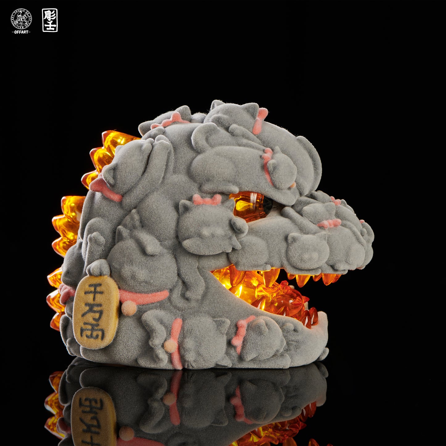 【PRE-ORDER】OFFART X Horiren Red Flame Hundred Cats Mini Fortune Head Statue -Flocked version
