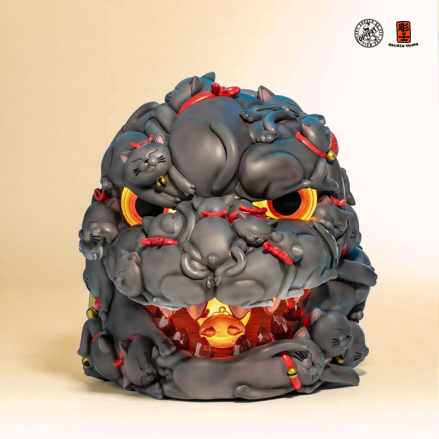 【IN-STOCK】OFFART X Horiren Red Flame Hundred Cats Resin Statue Bust 1000% Mega Edition