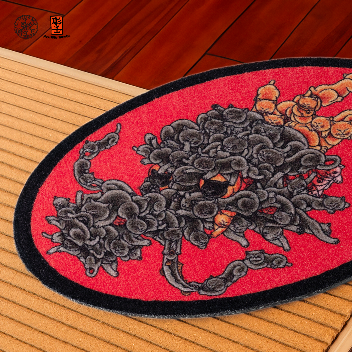 OFFART X HORIREN Hundred Cat Dragon King Oval Carpet Rug