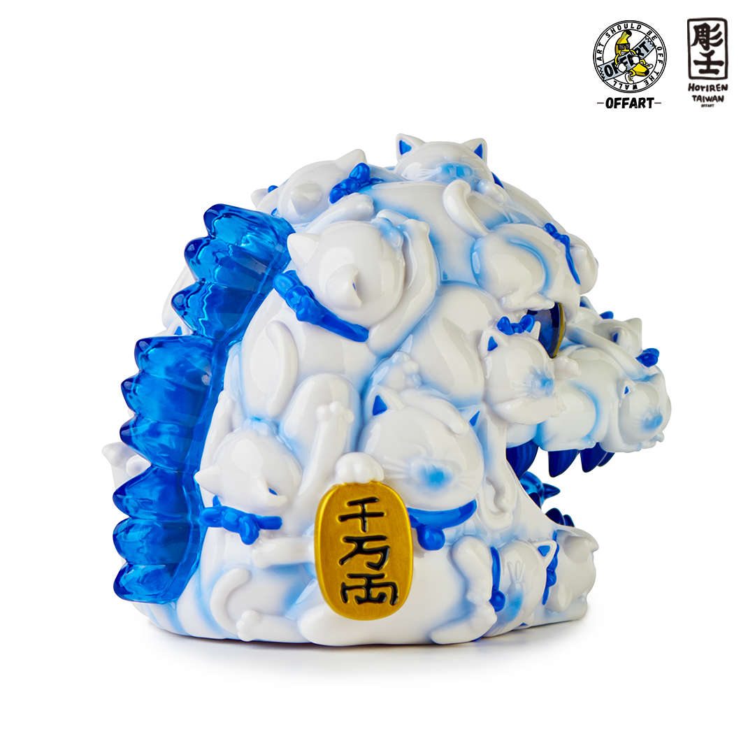 OFFART X Horiren Red Flame Hundred Cats Porcelain Mini Bust