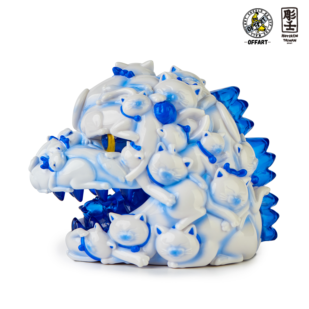 OFFART X Horiren Red Flame Hundred Cats Porcelain Mini Bust