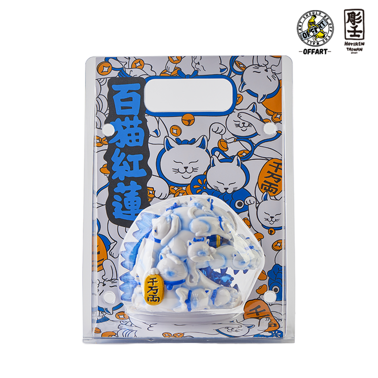 OFFART X Horiren Red Flame Hundred Cats Porcelain Mini Bust