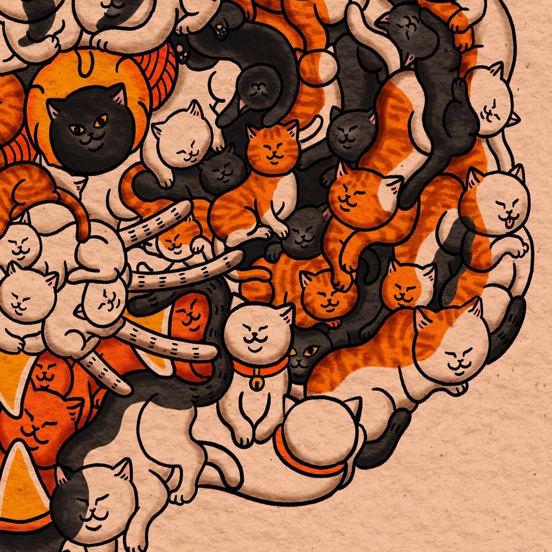 【IN-STOCK】OFFART X Horiren Strange Realm Hundred Cats Tiger King Carpet Rug