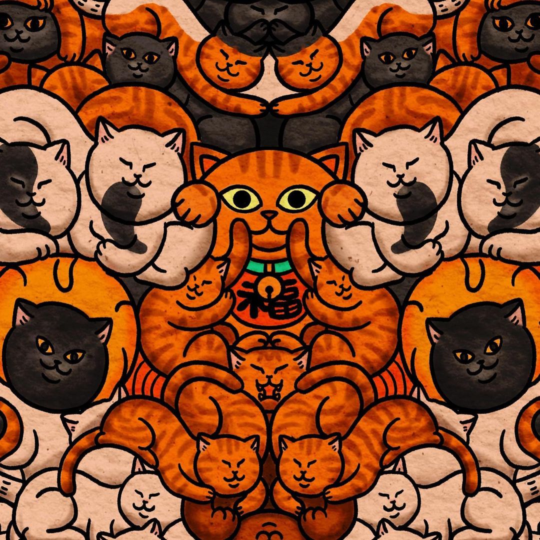 【IN-STOCK】OFFART X Horiren Strange Realm Hundred Cats Tiger King Carpet Rug