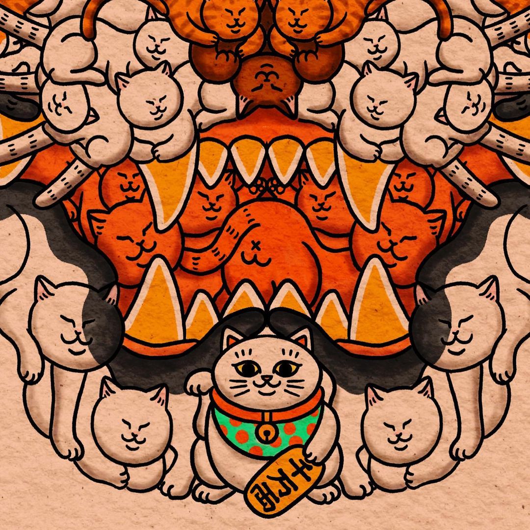 【IN-STOCK】OFFART X Horiren Strange Realm Hundred Cats Tiger King Carpet Rug
