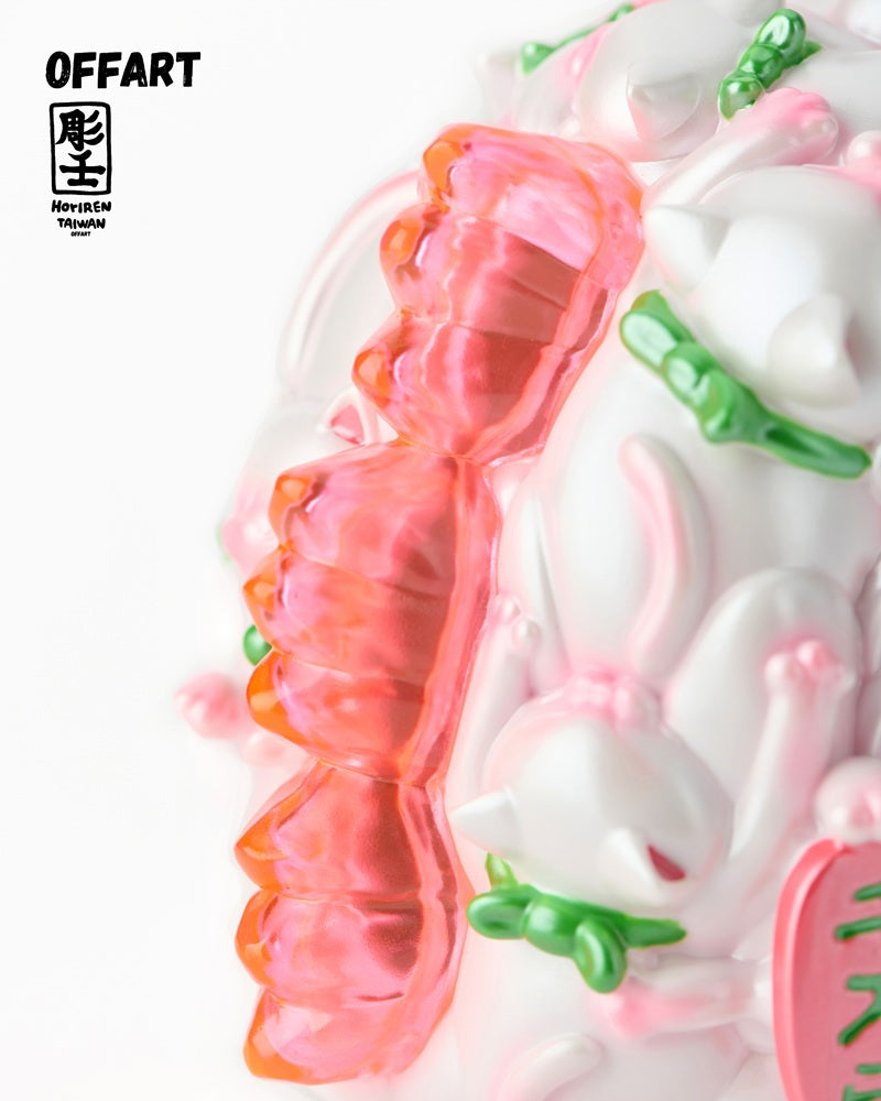 [Pre-sale] OFFART x Horiren Red Flame Hundred Cats Mini Fortune Head Statue -Honey Peach Tanabata Exclusive