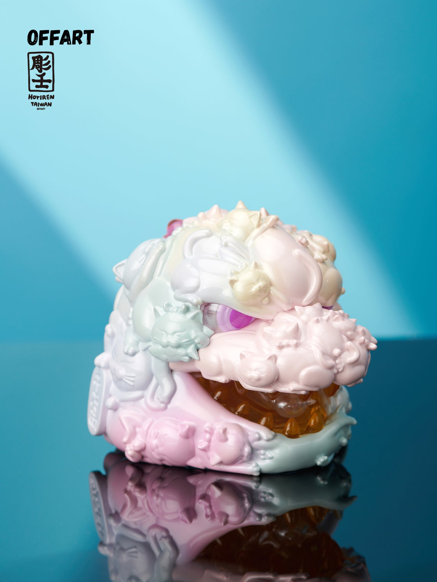 【PRE-ORDER】OFFART X Horiren Red Flame Hundred Cats Mini Fortune Head Statue -Super Sweet Candy