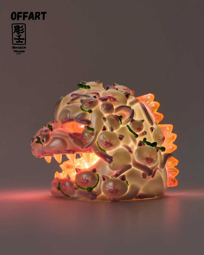 [Pre-sale] OFFART x Horiren Red Flame Hundred Cats Mini Fortune Head Statue -Honey Peach Tanabata Exclusive