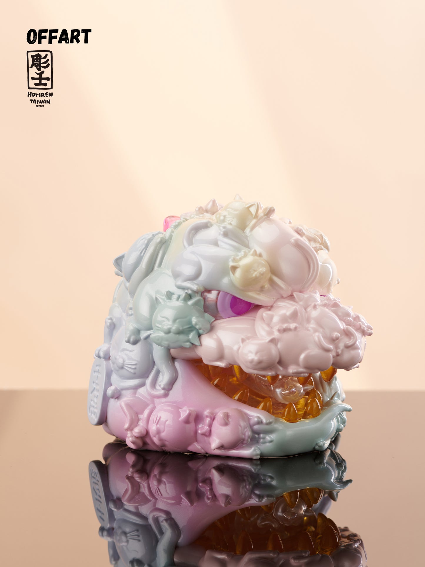 【PRE-ORDER】OFFART X Horiren Red Flame Hundred Cats Mini Fortune Head Statue -Super Sweet Candy