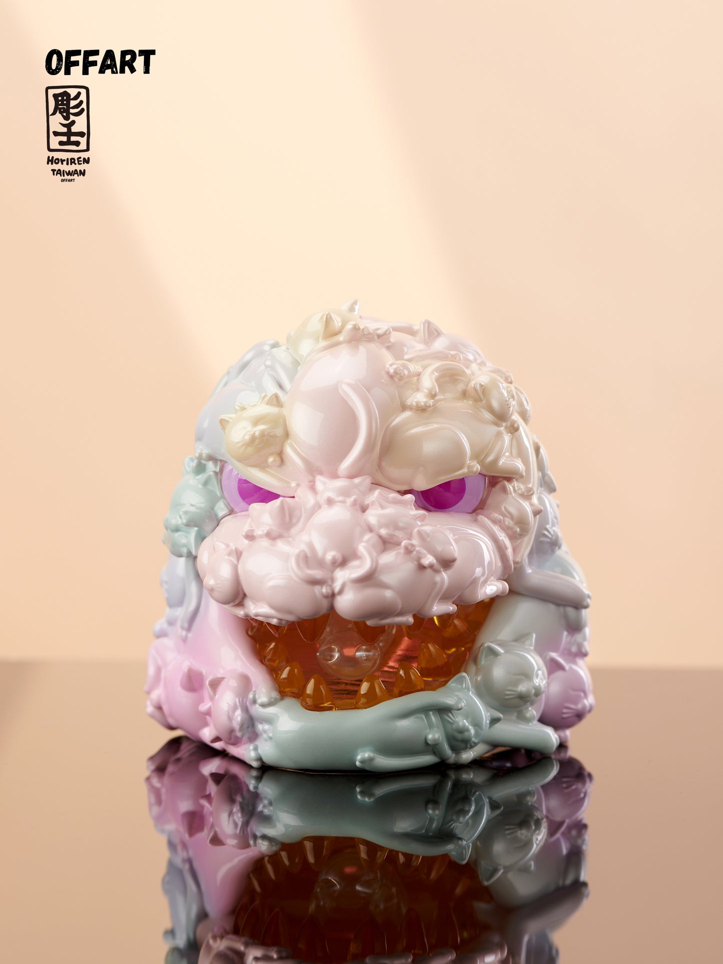 【PRE-ORDER】OFFART X Horiren Red Flame Hundred Cats Mini Fortune Head Statue -Super Sweet Candy