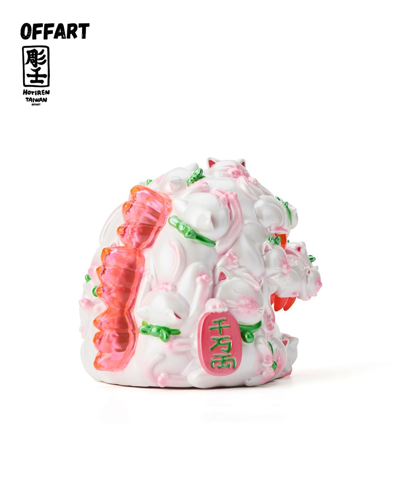 [Pre-sale] OFFART x Horiren Red Flame Hundred Cats Mini Fortune Head Statue -Honey Peach Tanabata Exclusive