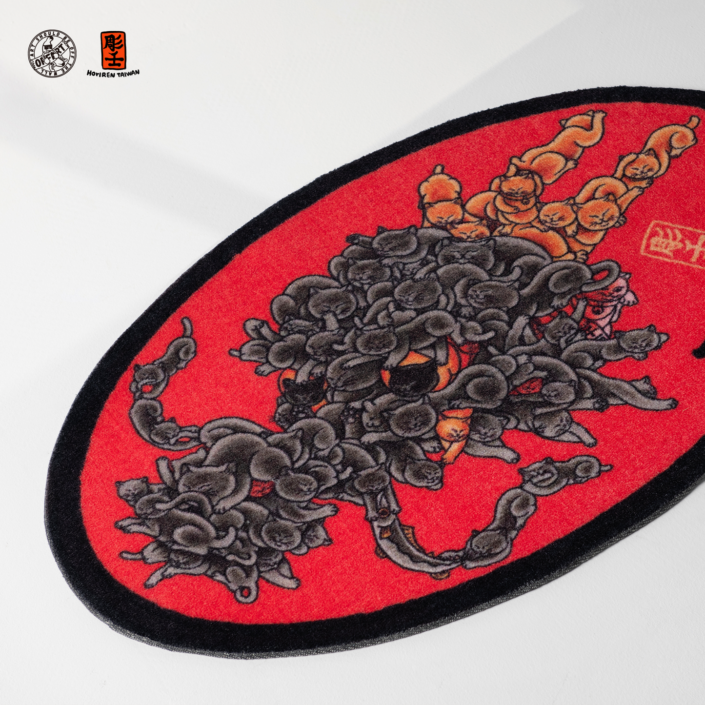 OFFART X HORIREN Hundred Cat Dragon King Oval Carpet