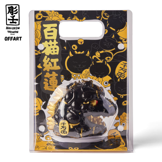 【PRE-ORDER】OFFART X Horiren Red Flame Hundred Cats Mini Fortune Head Statue - Black Gold Bust