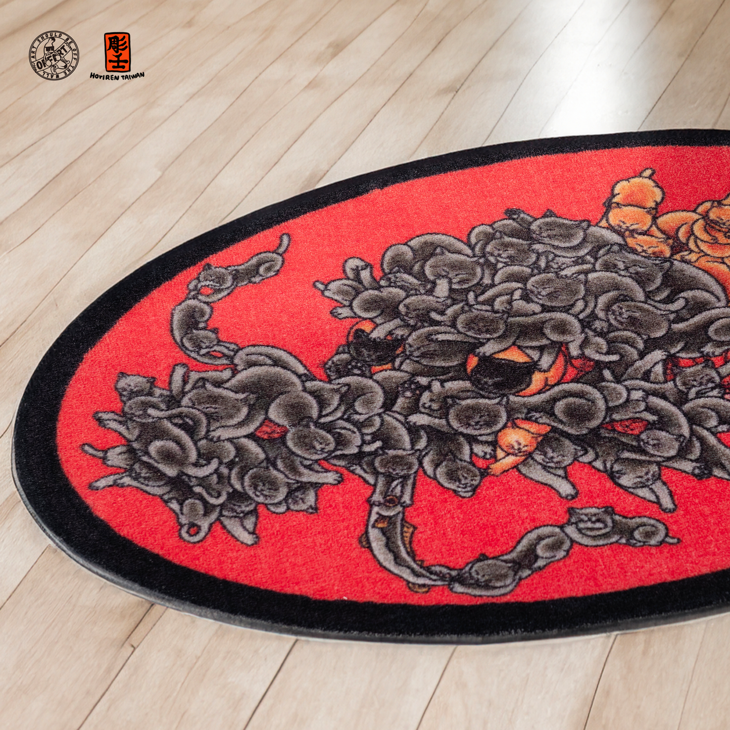 OFFART X HORIREN Hundred Cat Dragon King Oval Carpet