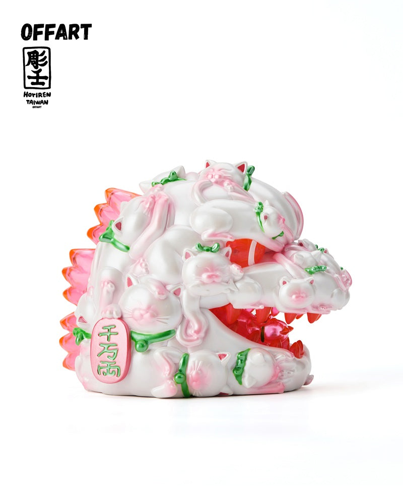 [Pre-sale] OFFART x Horiren Red Flame Hundred Cats Mini Fortune Head Statue -Honey Peach Tanabata Exclusive