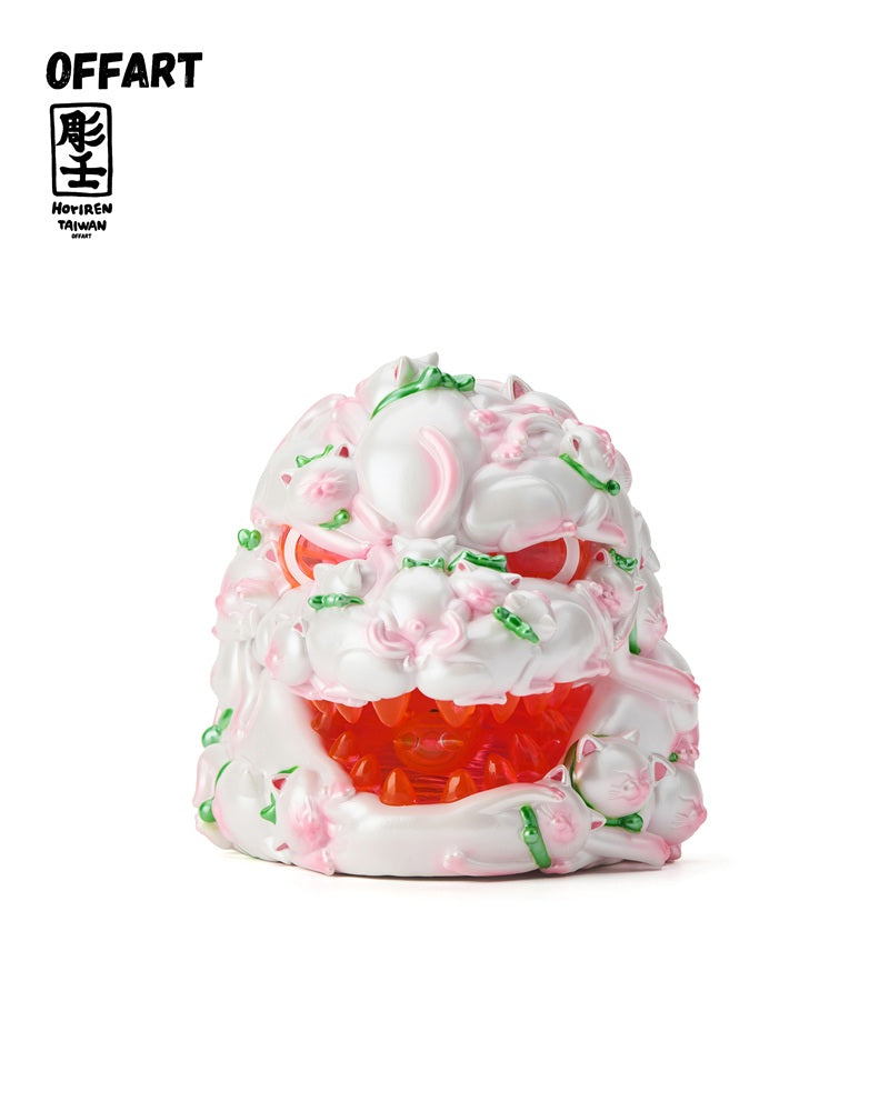 [Pre-sale] OFFART x Horiren Red Flame Hundred Cats Mini Fortune Head Statue -Honey Peach Tanabata Exclusive
