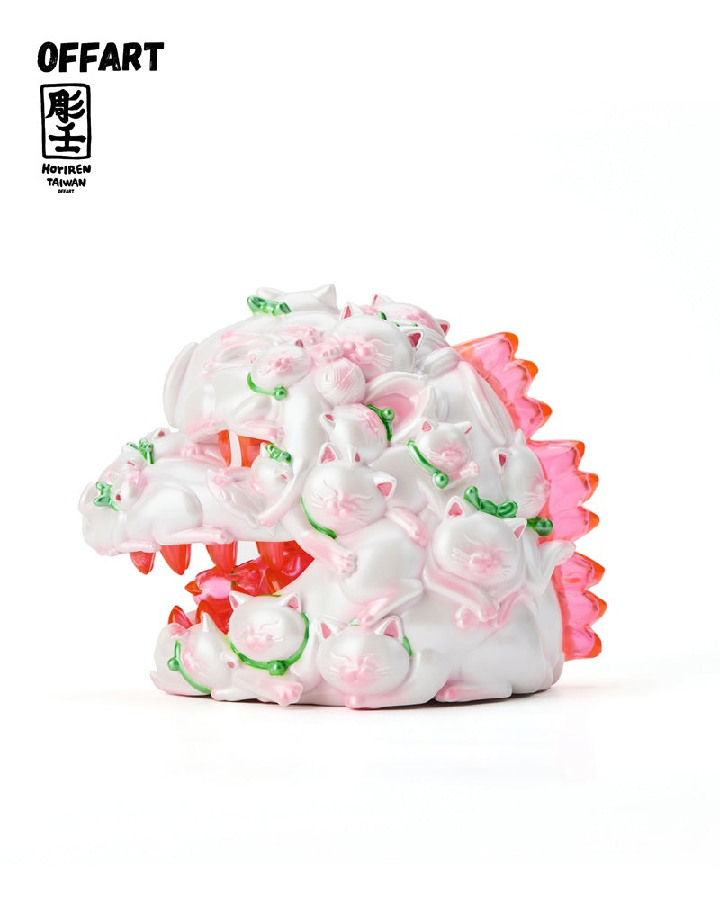 [Pre-sale] OFFART x Horiren Red Flame Hundred Cats Mini Fortune Head Statue -Honey Peach Tanabata Exclusive