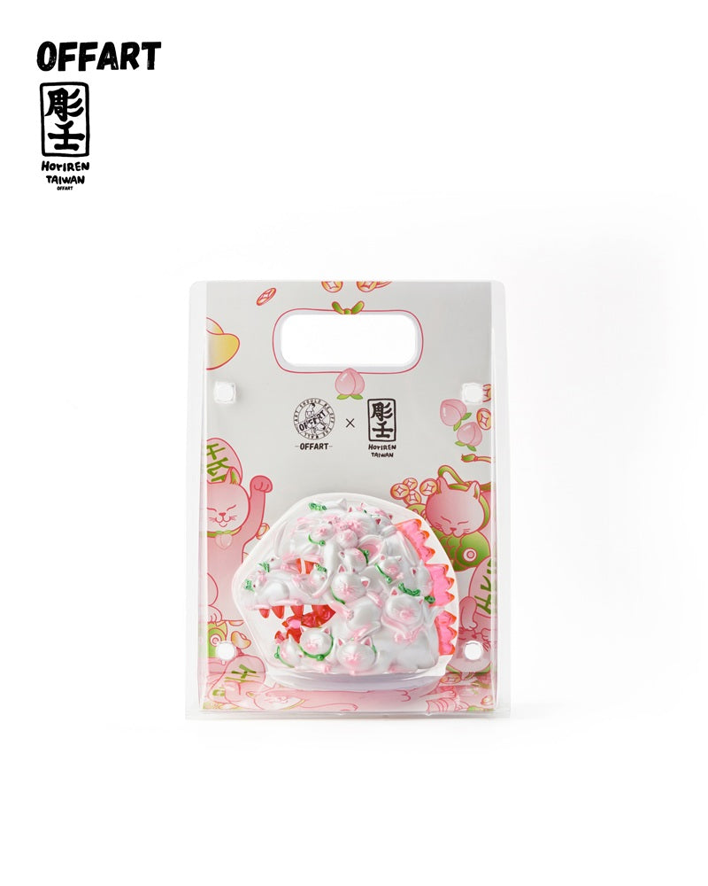 [Pre-sale] OFFART x Horiren Red Flame Hundred Cats Mini Fortune Head Statue -Honey Peach Tanabata Exclusive