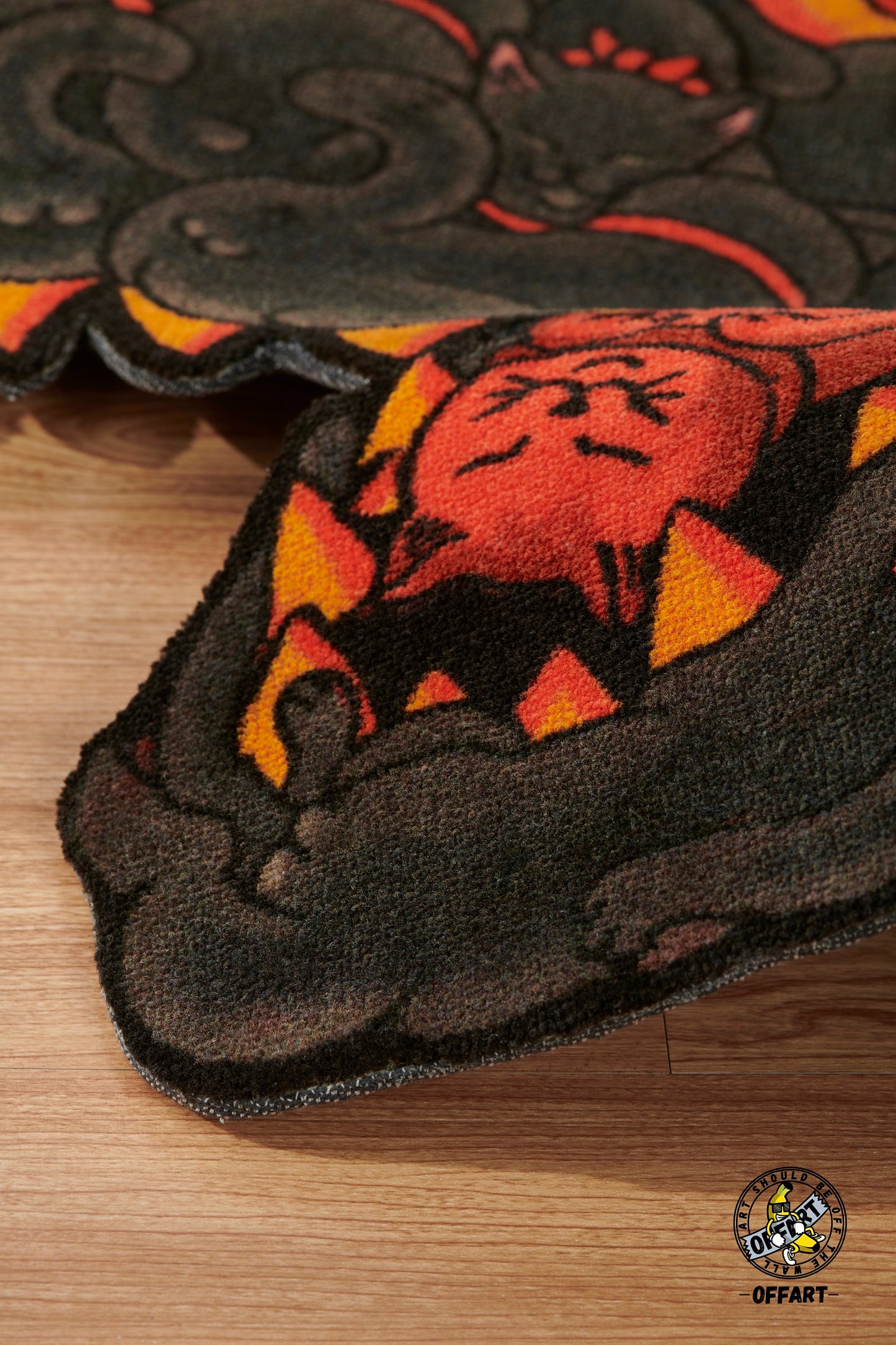 OFFART X Horiren Red Flame Hundred Cats Carpet Rug
